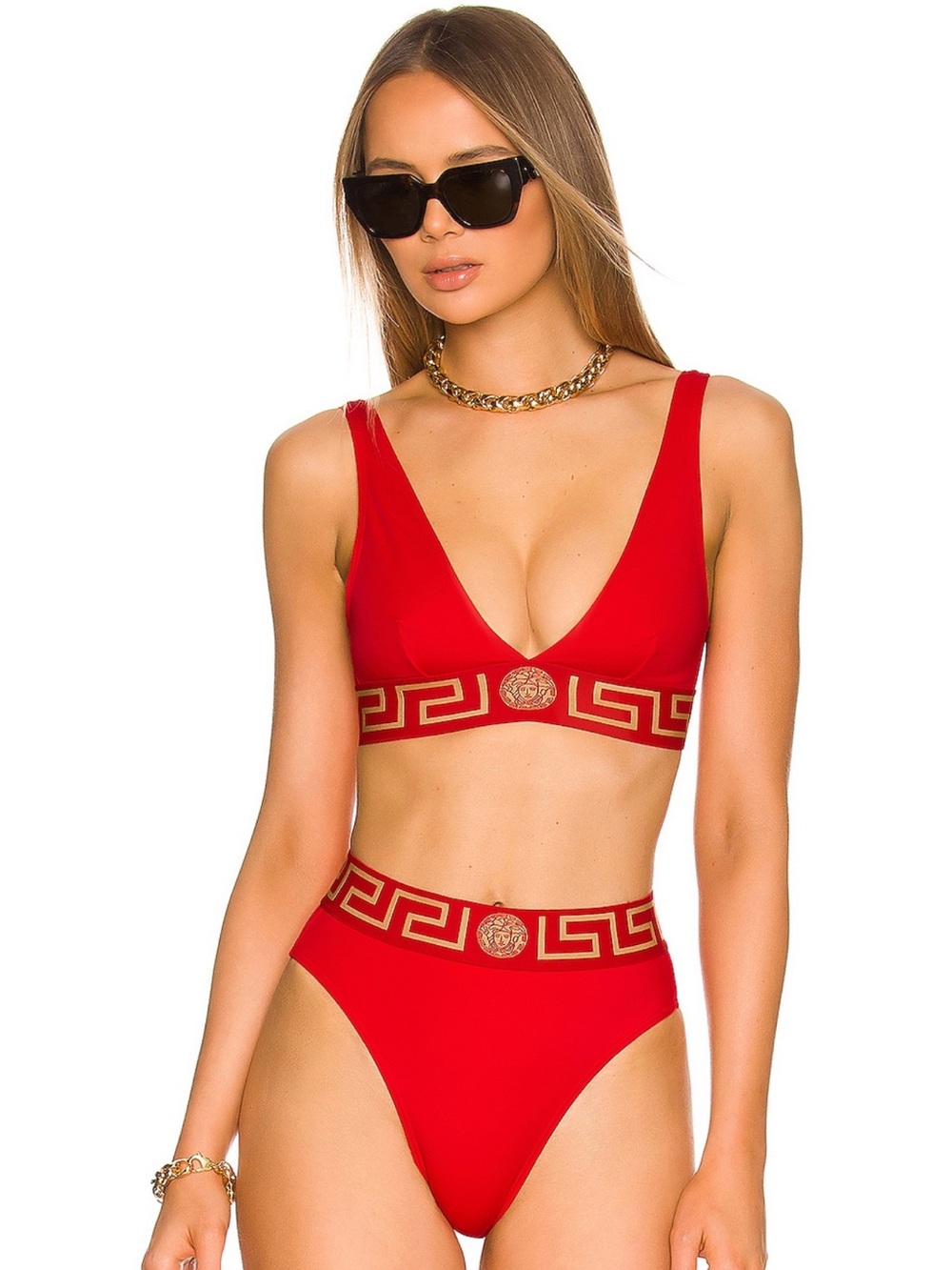 Versace Greca Border Red Bikini Set Sz 1/US XS